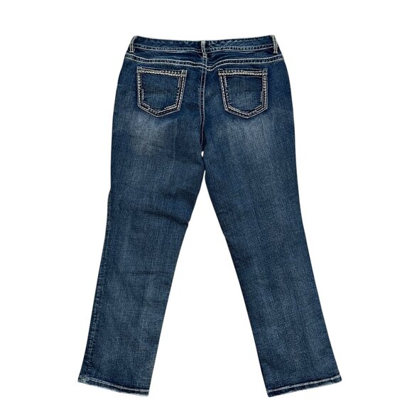 Maurices Straight Leg Jeans Womens Juniors 11 12 Distressed Frayed Ripped - Picture 5 of 8